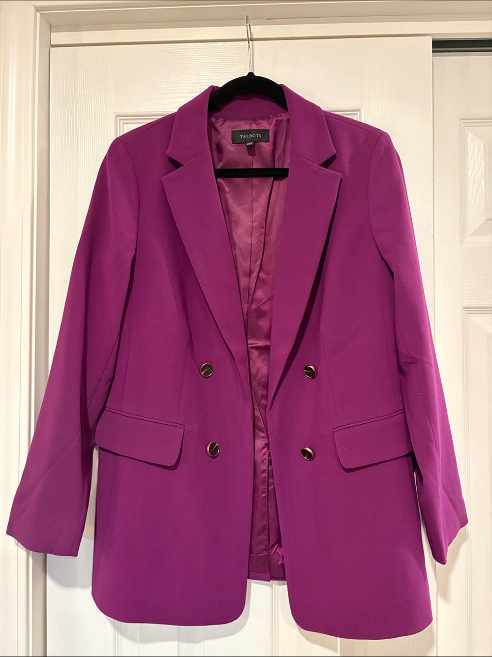 Talbots Magenta Double-Breasted Blazer